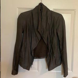 Vince Paper Leather Scuba Jacket charcoal grey XS